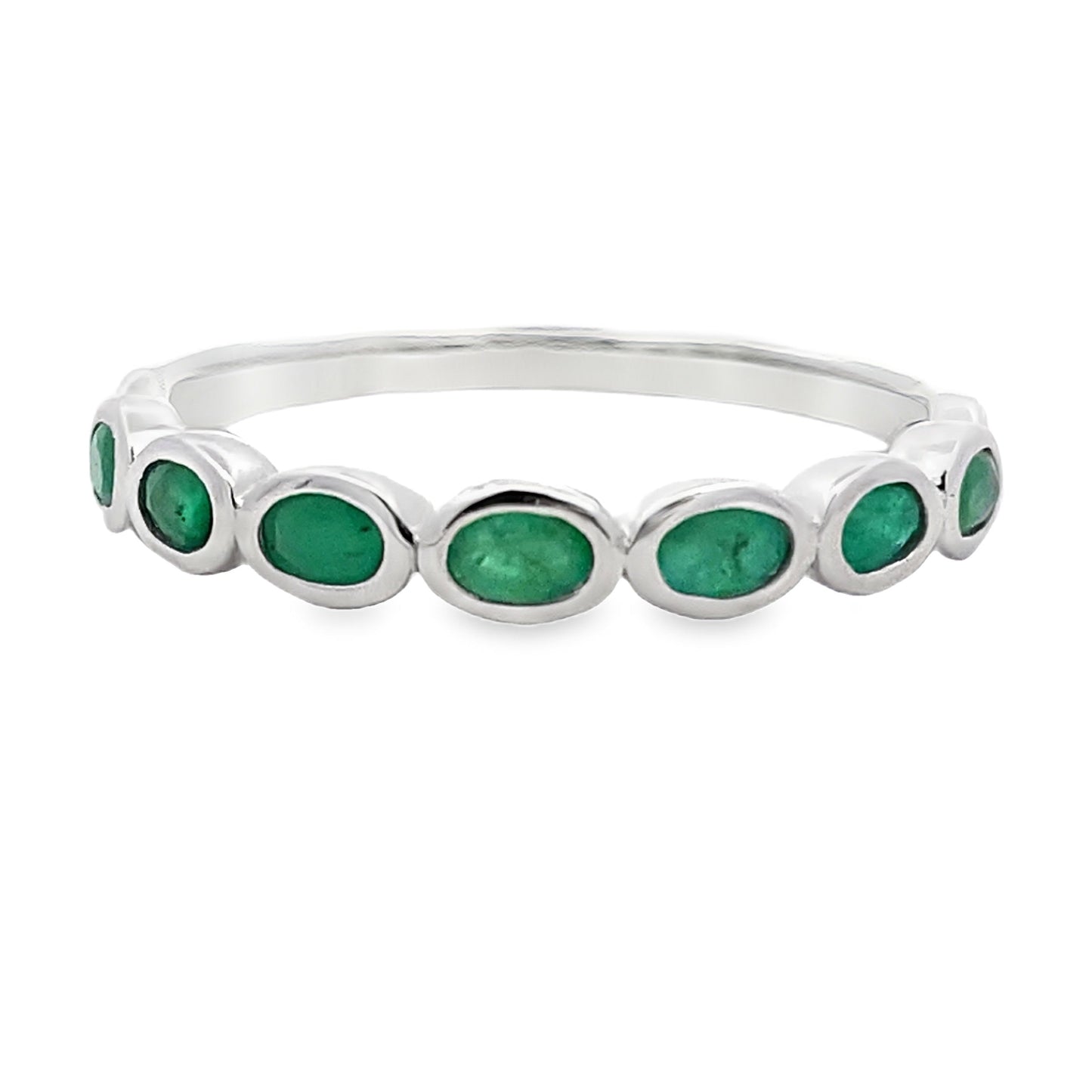 .74ct Emerald Fashion band rings 14KT White Gold Bids.com