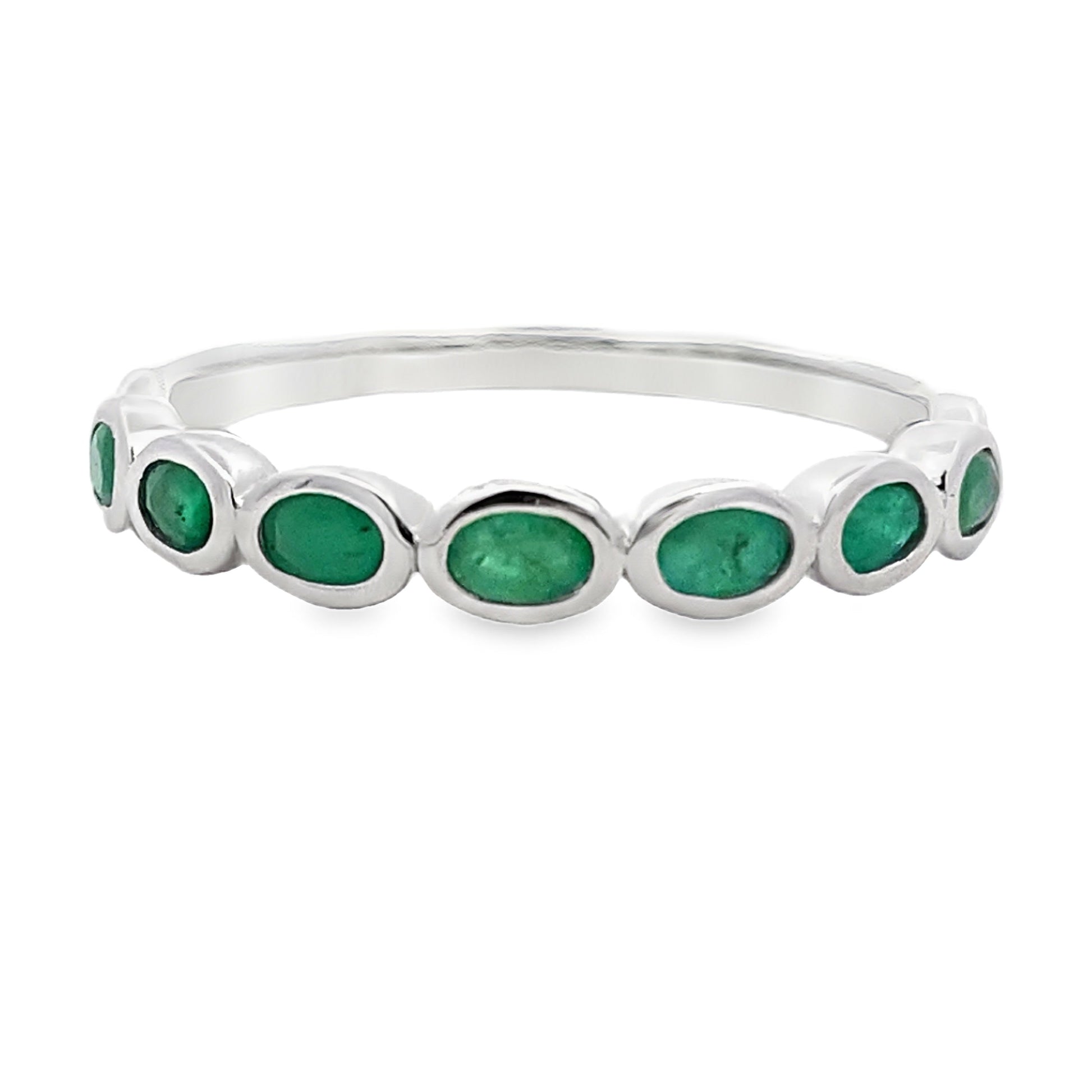 .74ct Emerald Fashion band rings 14KT White Gold Bids.com