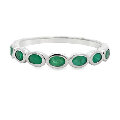 .74ct Emerald Fashion band rings 14KT White Gold Bids.com