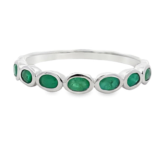 .74ct Emerald Fashion band rings 14KT White Gold Bids.com