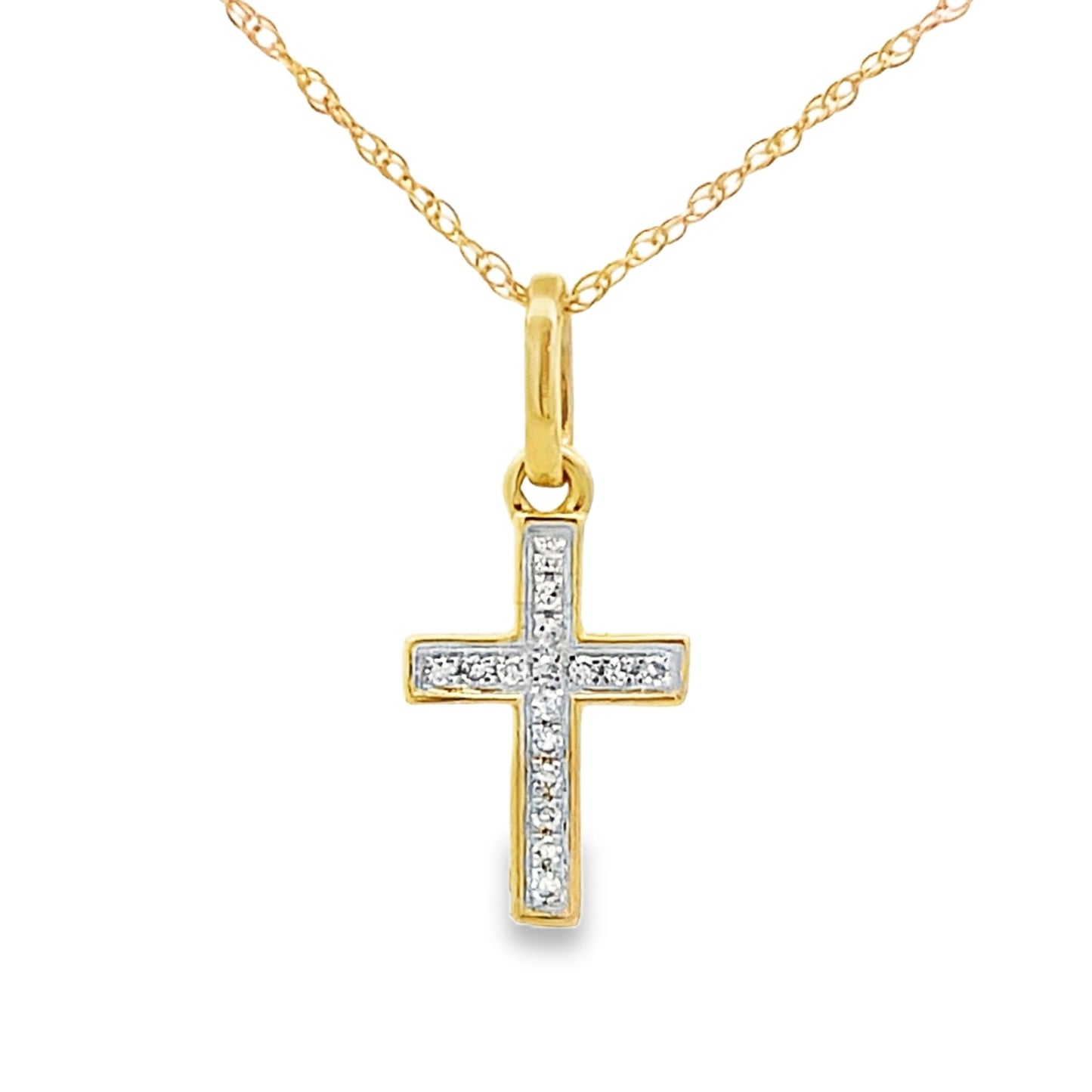 .04ct Diamond Cross Religious Pendant 10KT Yellow Gold Bids.com
