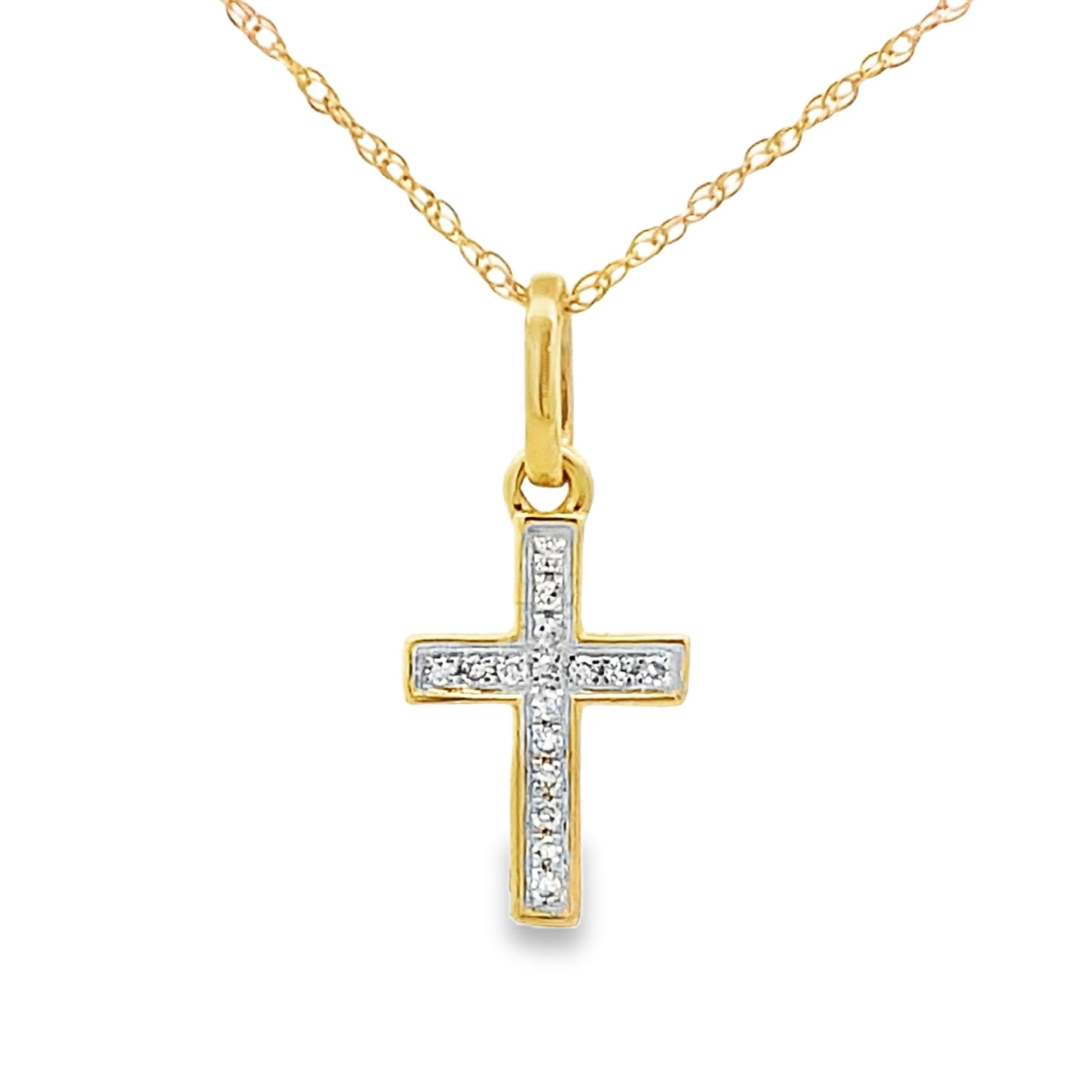 .04ct Diamond Cross Religious Pendant 10KT Yellow Gold Bids.com
