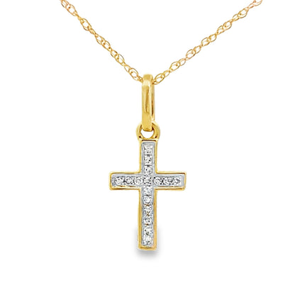 .04ct Diamond Cross Religious Pendant 10KT Yellow Gold Bids.com
