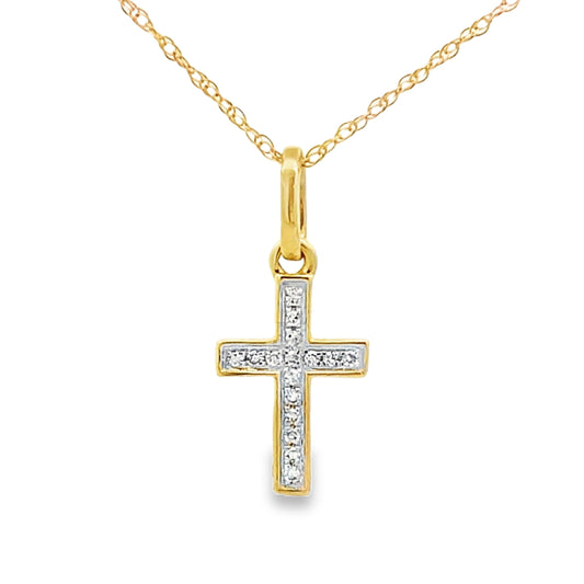 .04ct Diamond Cross Religious Pendant 10KT Yellow Gold Bids.com