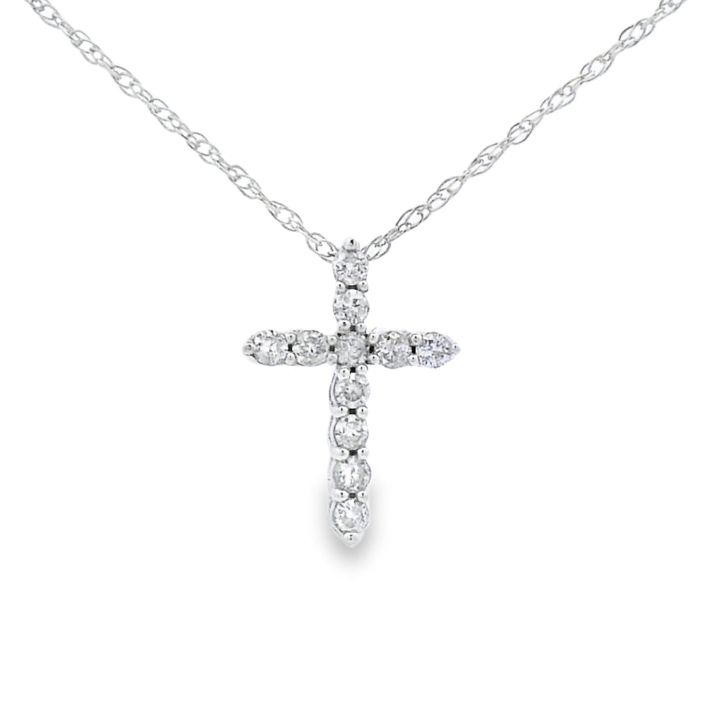 .11ct Diamond Cross Religious Pendant 14KT White Gold Bids.com