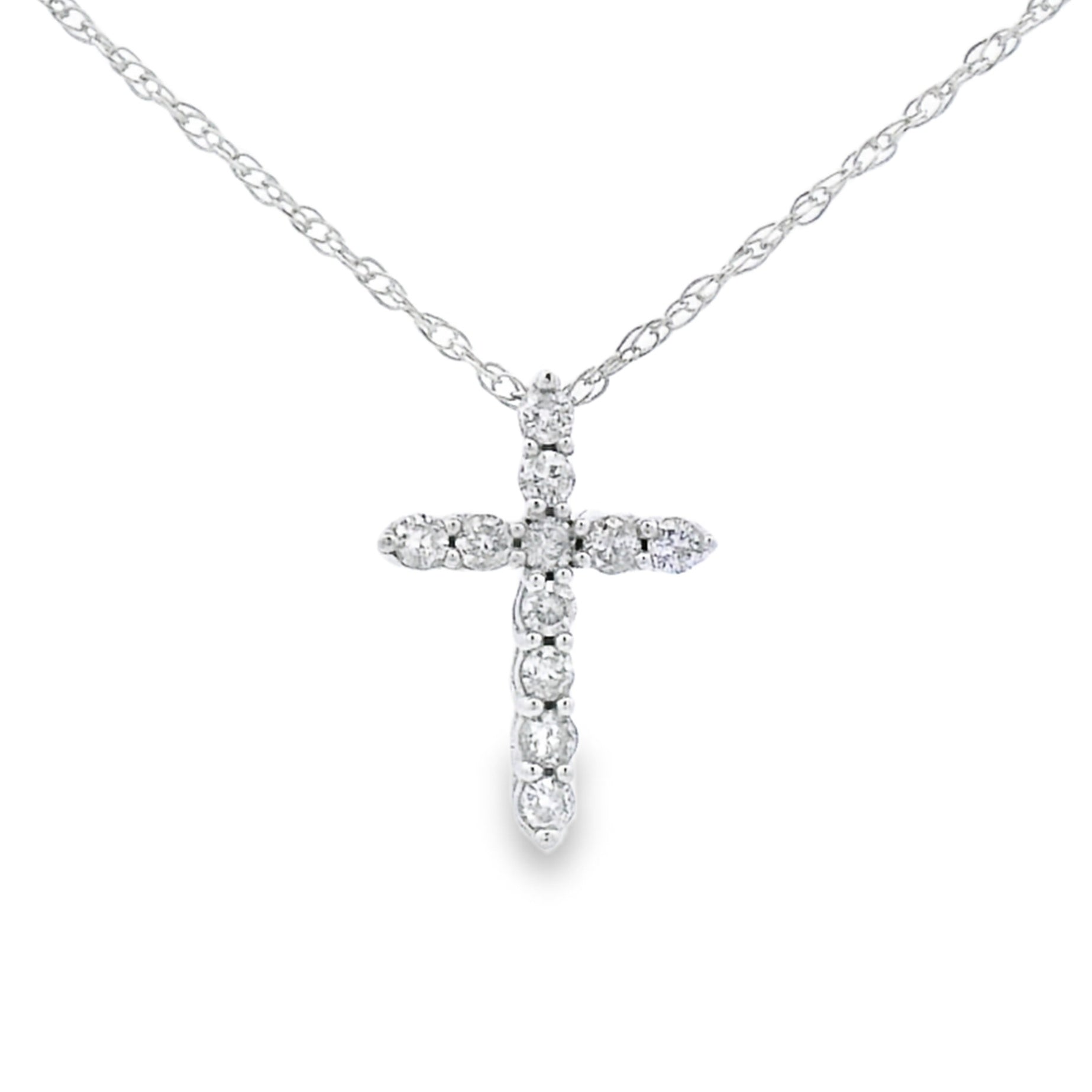 .11ct Diamond Cross Religious Pendant 14KT White Gold Bids.com
