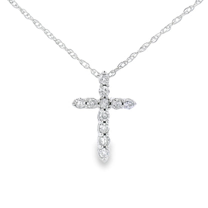 .11ct Diamond Cross Religious Pendant 14KT White Gold Bids.com