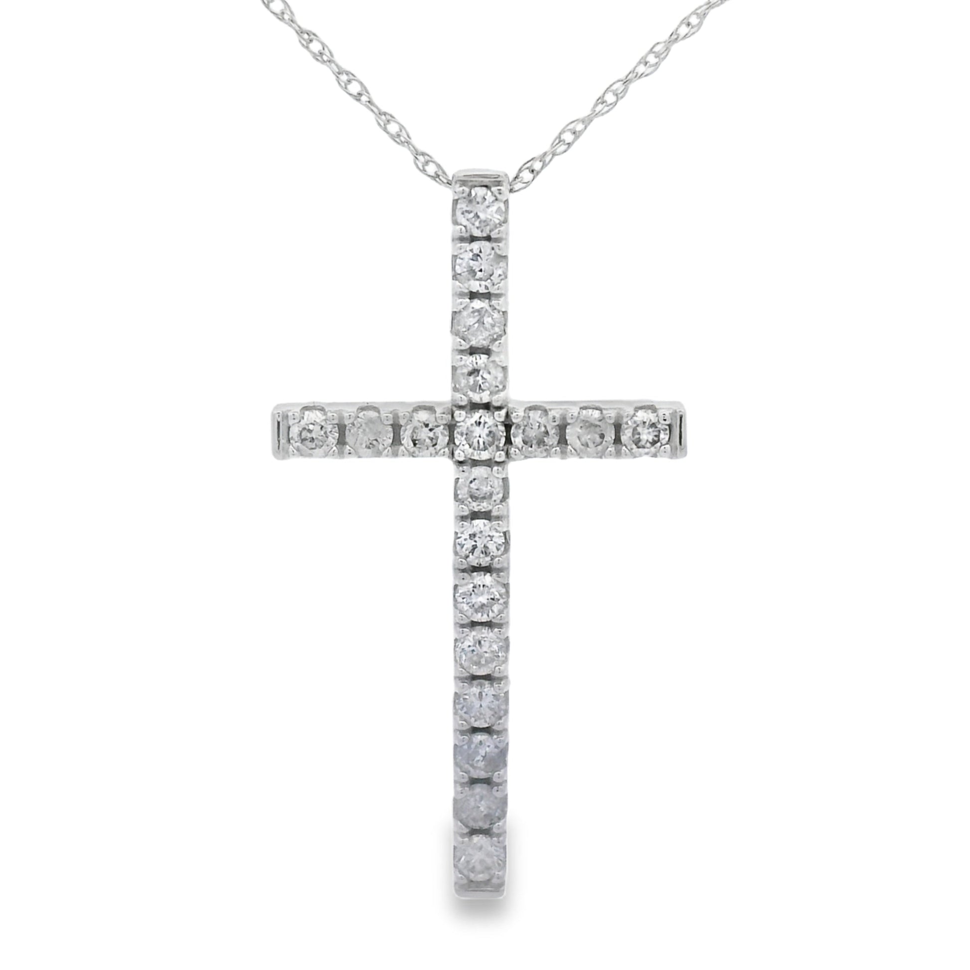 .50ct Diamond Cross Religious Pendant 14KT White Gold Bids.com