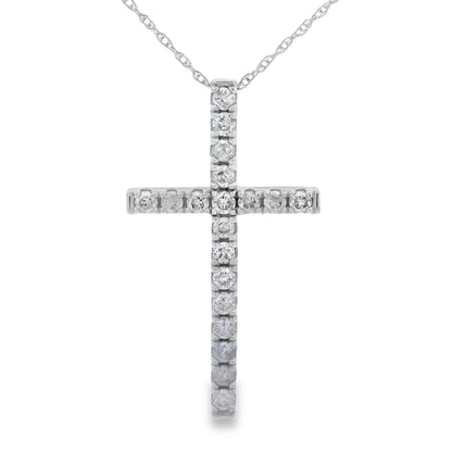 .50ct Diamond Cross Religious Pendant 14KT White Gold Bids.com