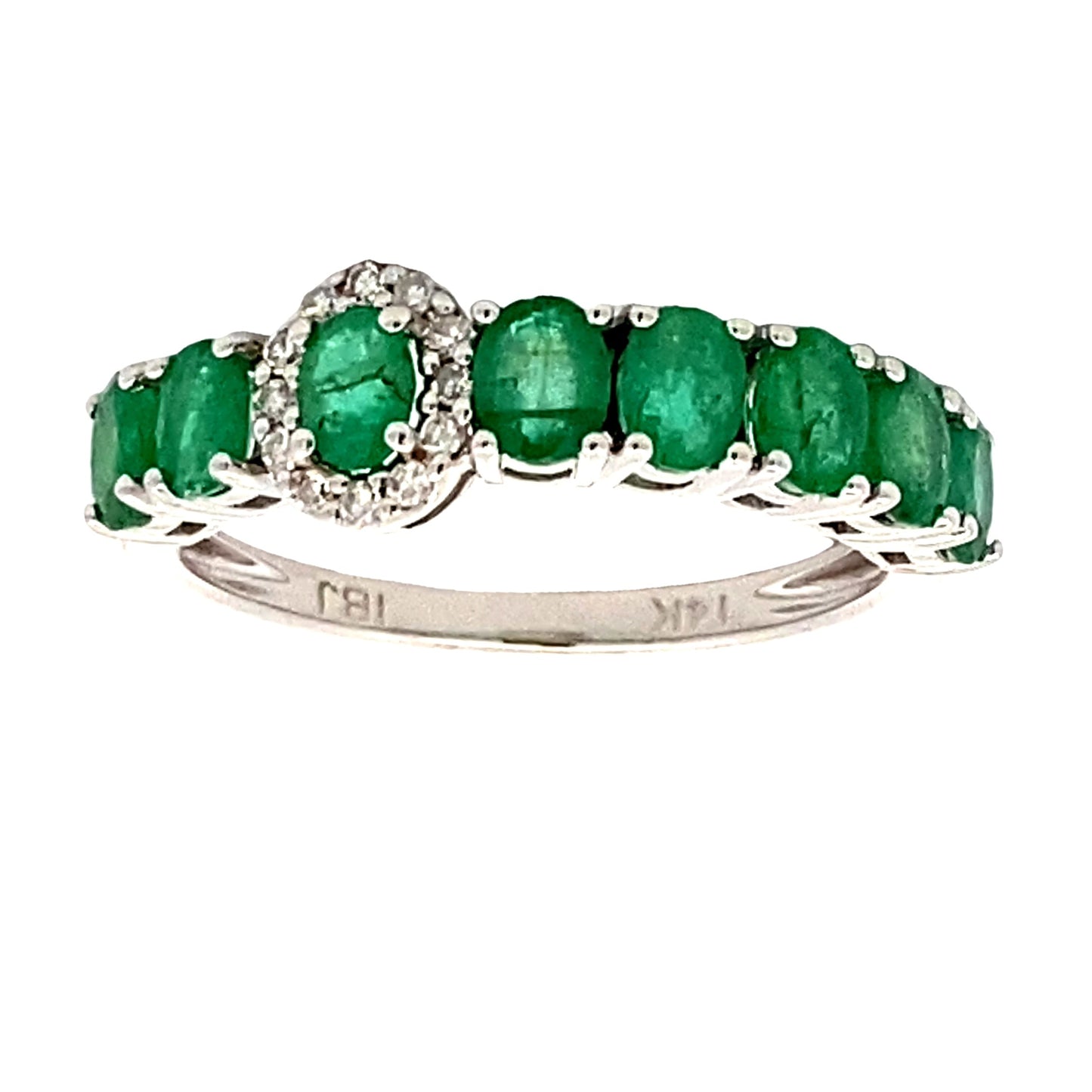 Emerald Diamond Fashion band rings 14KT White Gold Bids.com