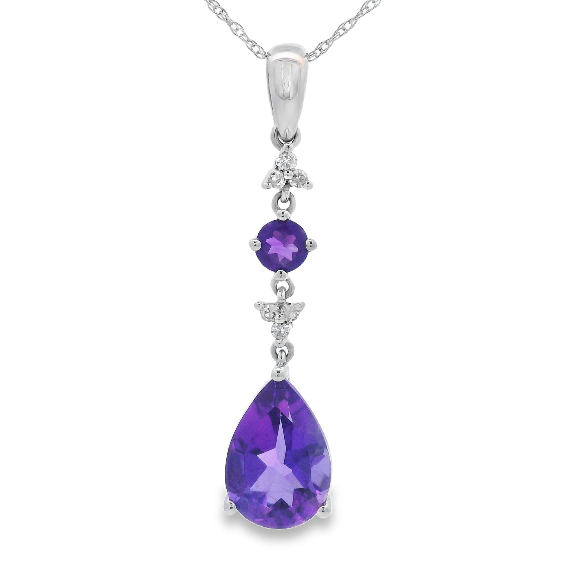 Amethyst Diamond Fashion Pendants 10KT White Gold Bids.com