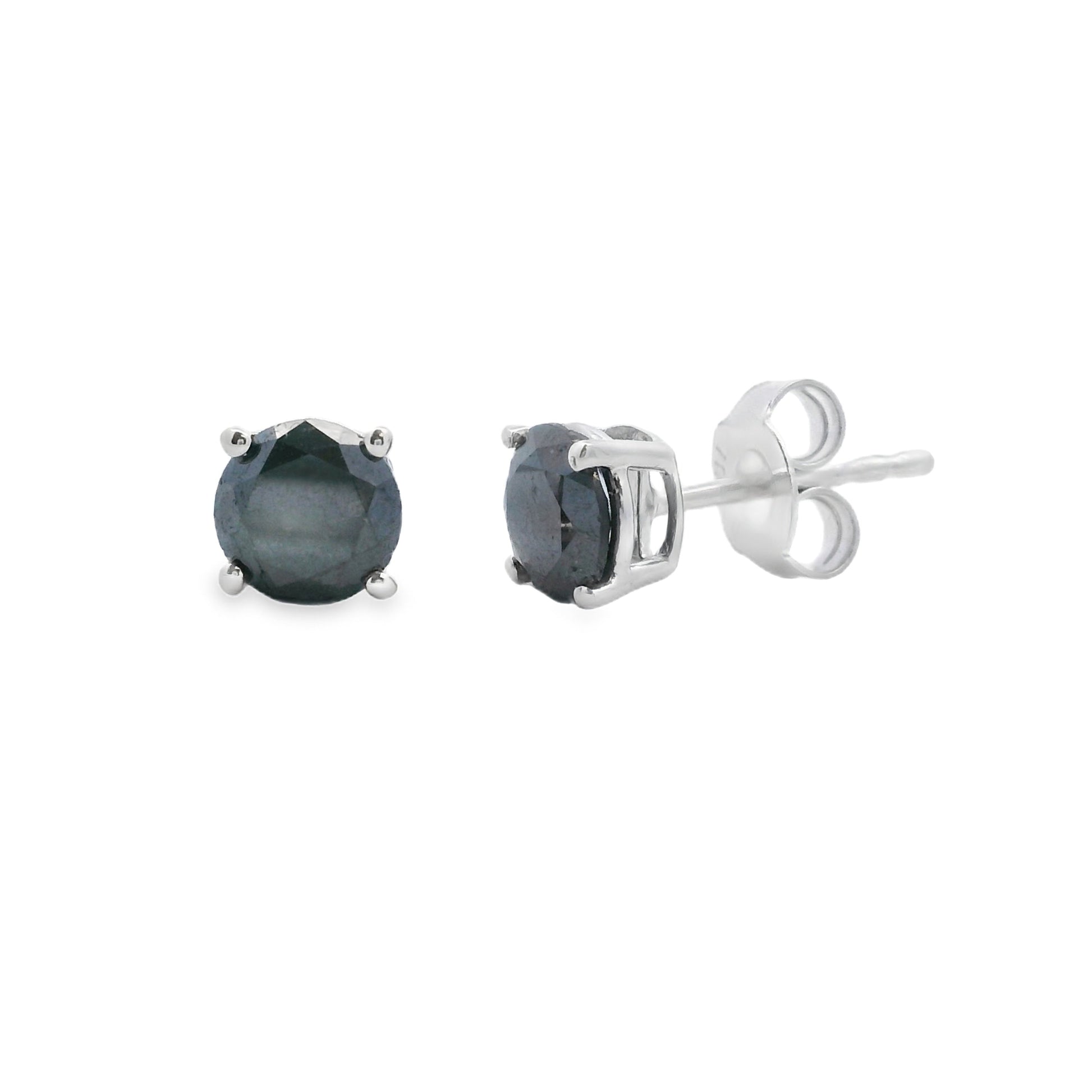 1.00ct Black Diamond Stud Earrings Sterling Silver Bids.com
