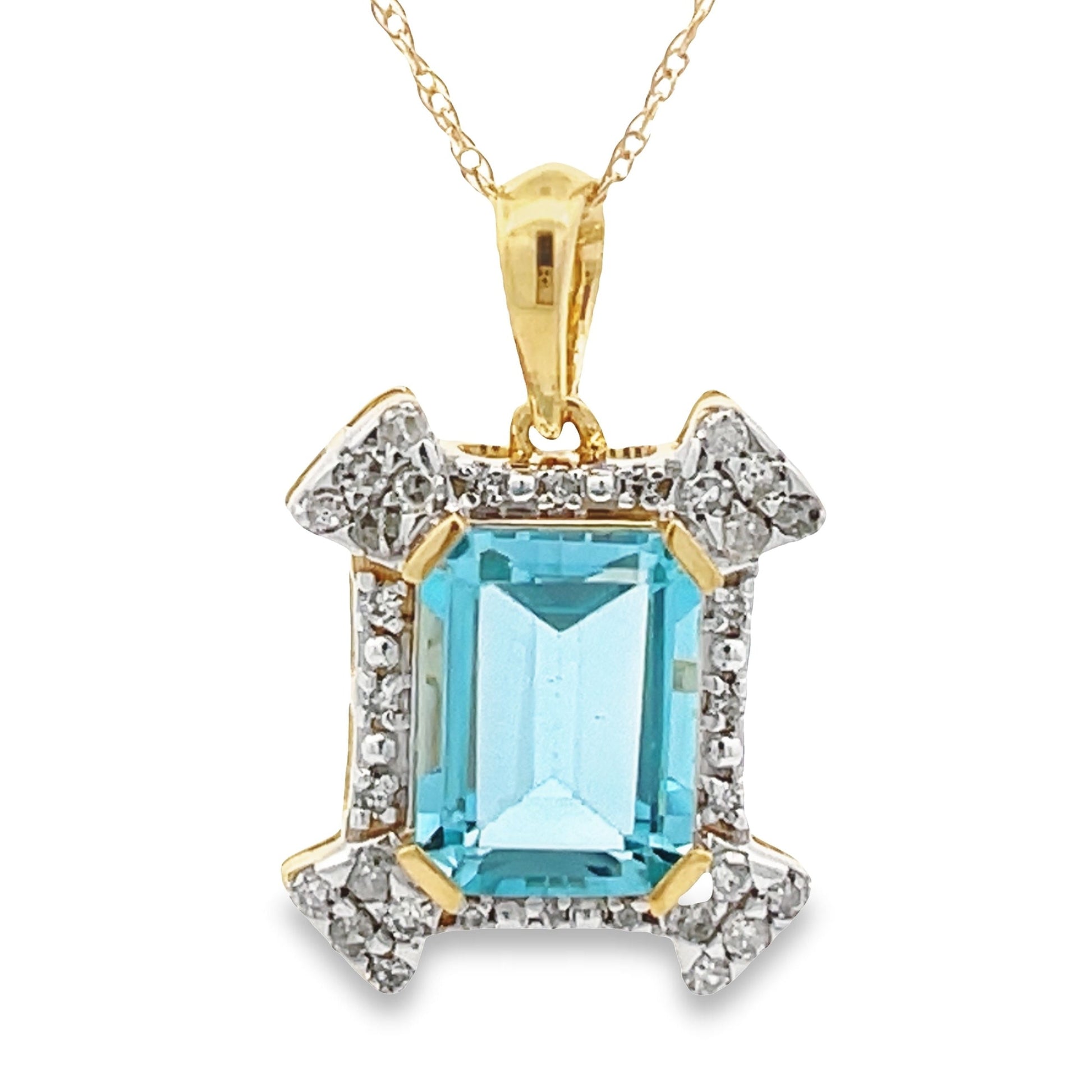Blue Topaz Diamond Fashion Pendants 10KT Yellow Gold Bids.com