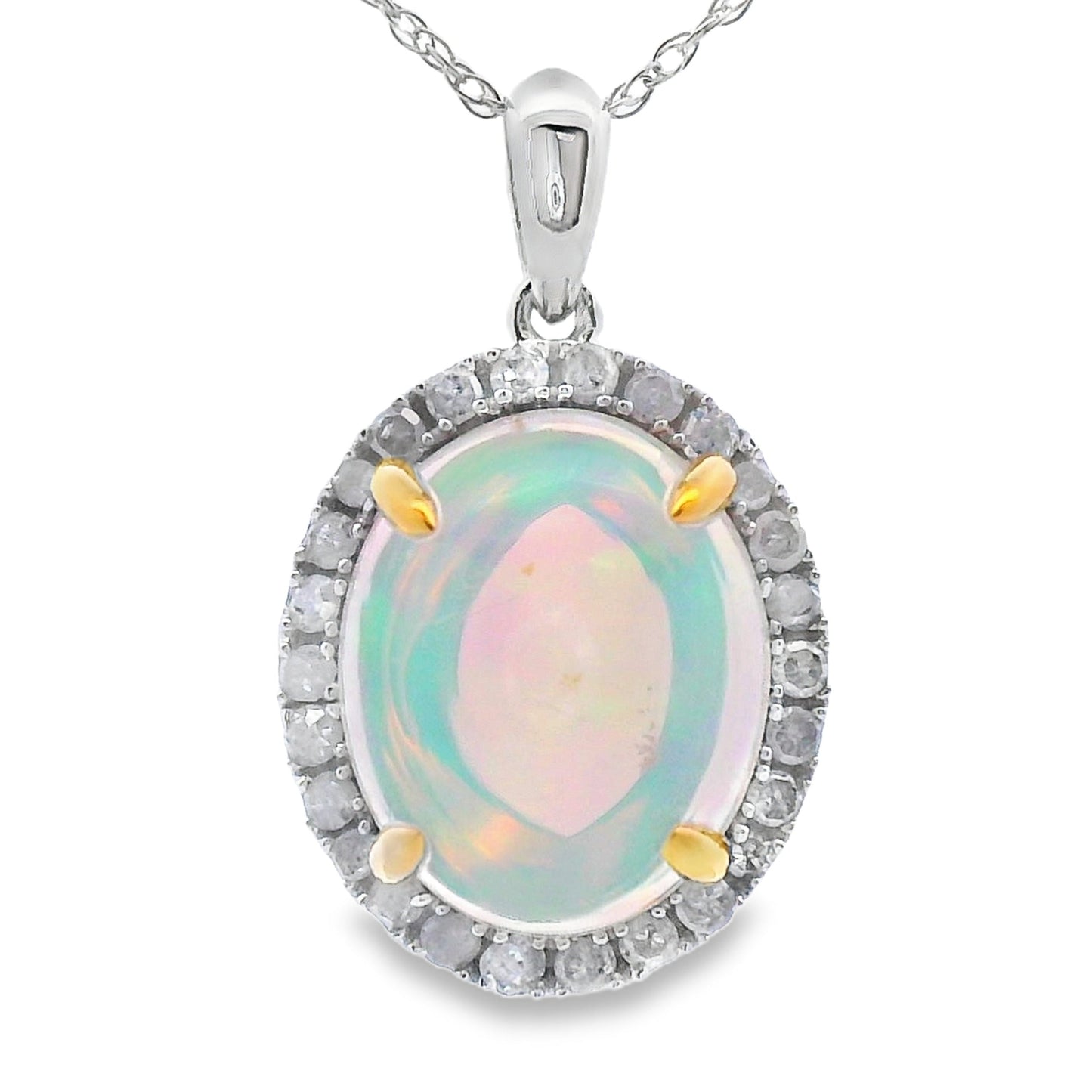 2.39ct Opal Diamond Fashion Pendants 10KT White Gold Bids.com