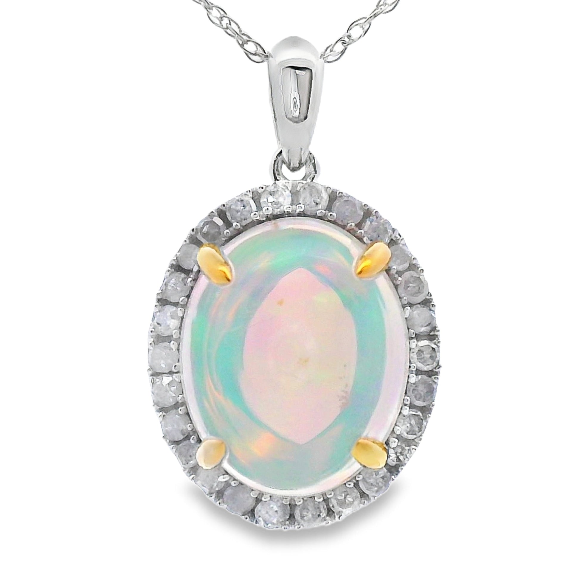 2.39ct Opal Diamond Fashion Pendants 10KT White Gold Bids.com