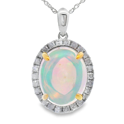 2.39ct Opal Diamond Fashion Pendants 10KT White Gold Bids.com