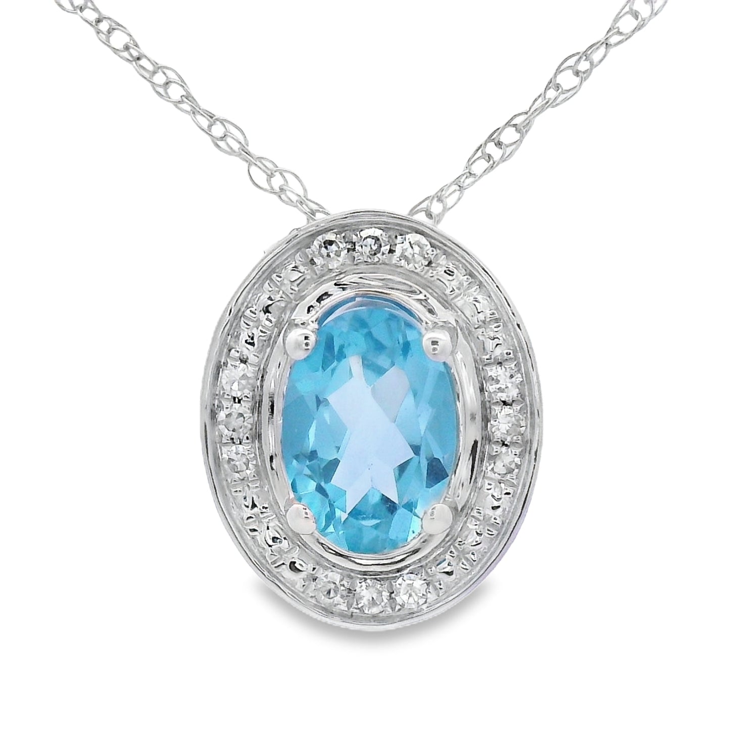 Blue Topaz Diamond Fashion Pendants 10KT White Gold Bids.com