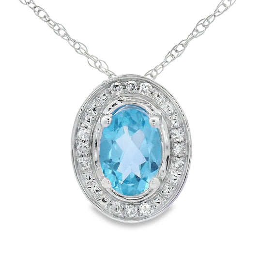 Blue Topaz Diamond Fashion Pendants 10KT White Gold Bids.com
