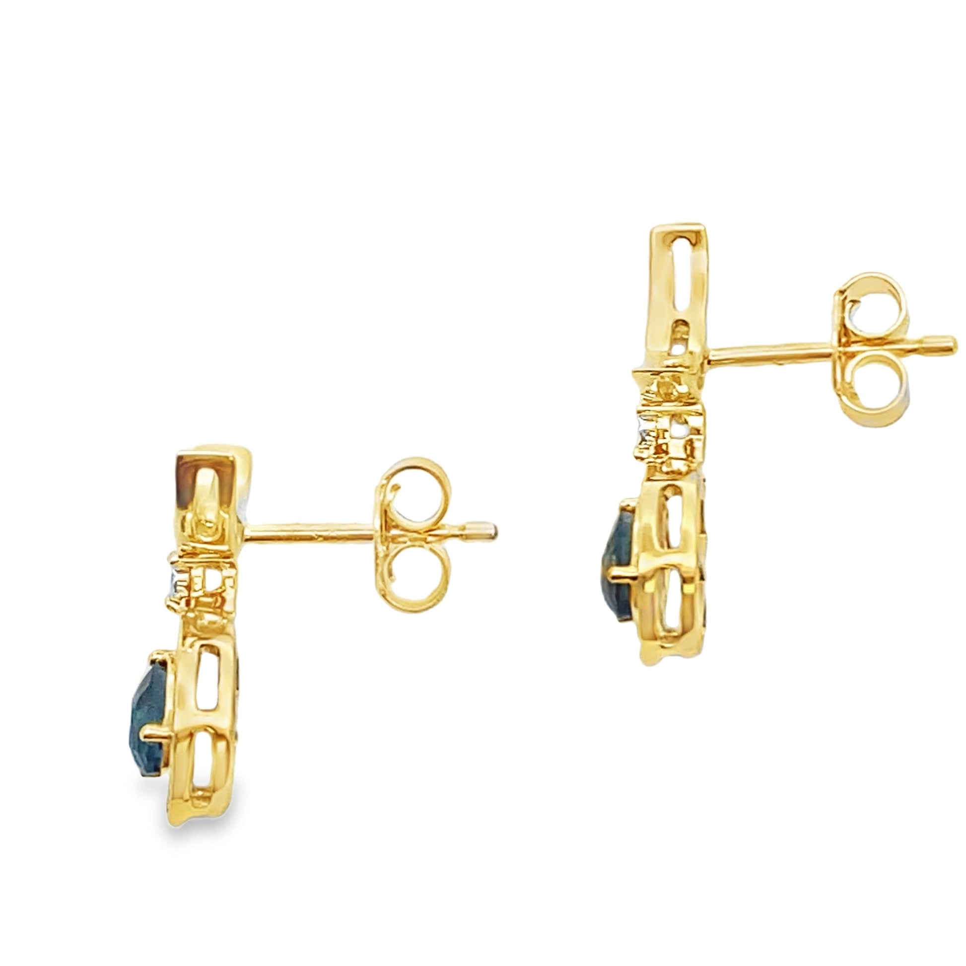 London Blue Topaz Dangle Earrings 10KT Yellow Gold Bids.com