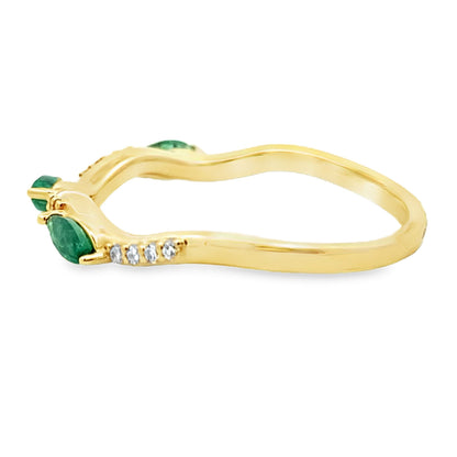 Emerald Diamond stackable band set 14KT Yellow Gold Bids.com