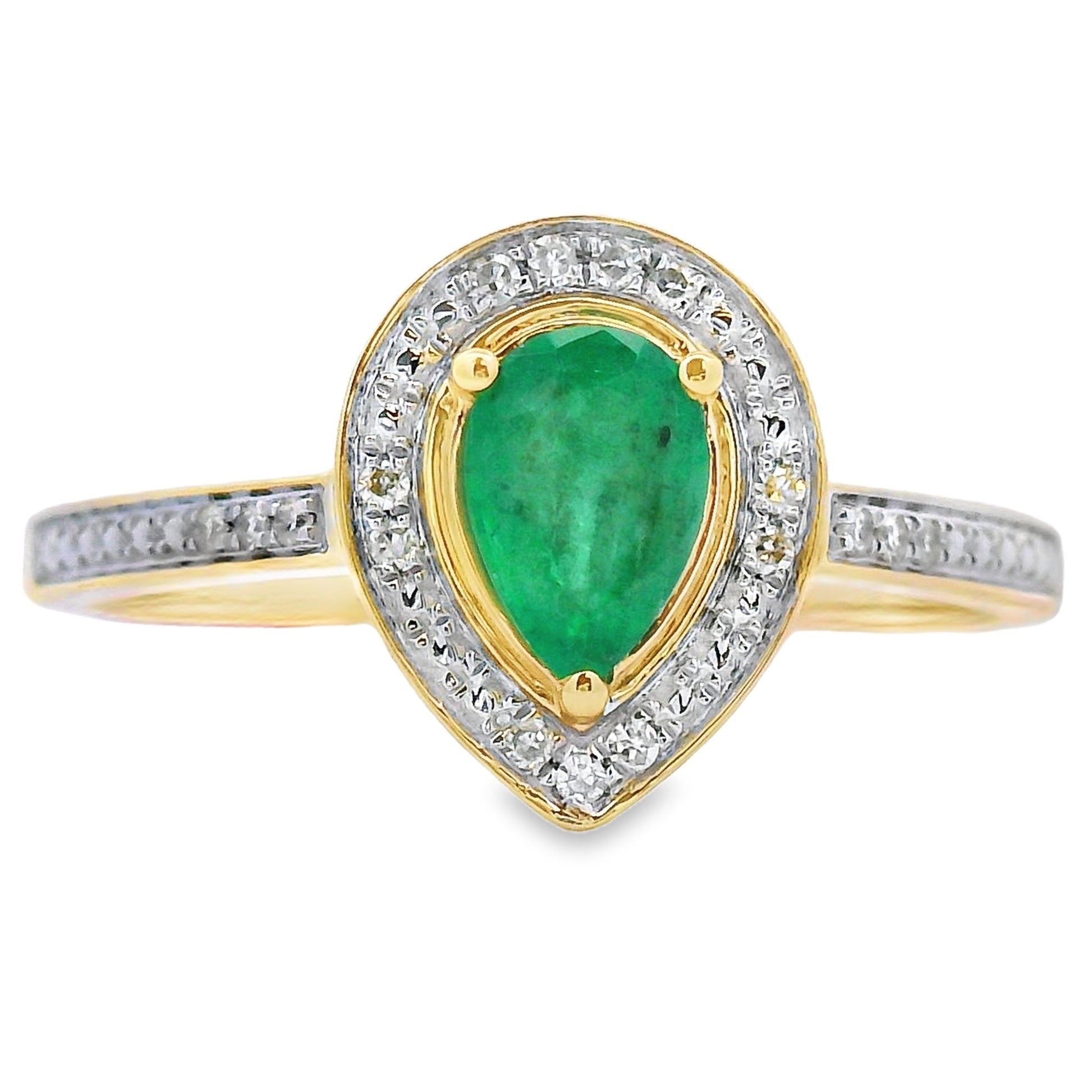 Natural .42ct Emerald Diamond Ring 10KT Yellow Gold Bids.com
