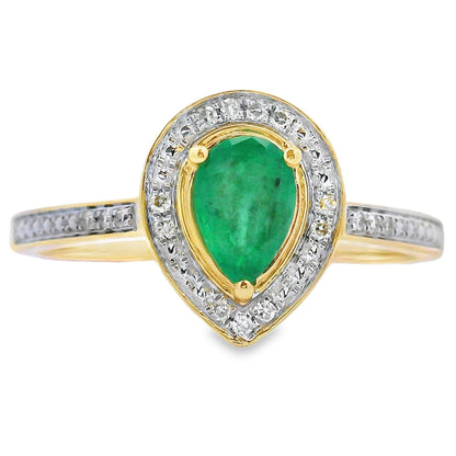 Natural .42ct Emerald Diamond Ring 10KT Yellow Gold Bids.com