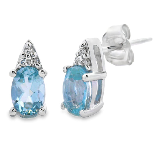 .83ct Aquamarine Diamond Stud Earrings 10KT White Gold Bids.com