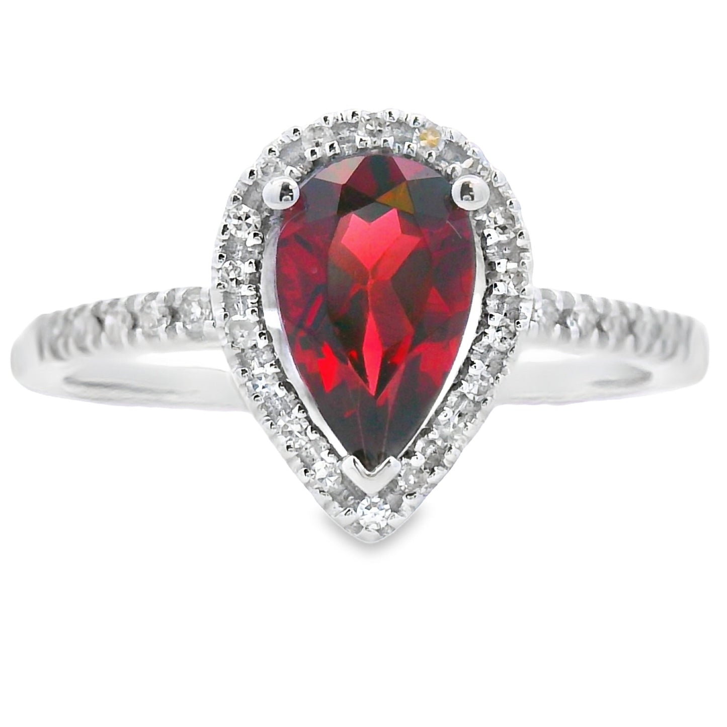 Natural 1.28ct Garnet Diamond Ring 14KT White Gold Bids.com