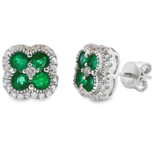 1.45ct Emerald Zircon Stud Earrings Sterling Silver Bids.com