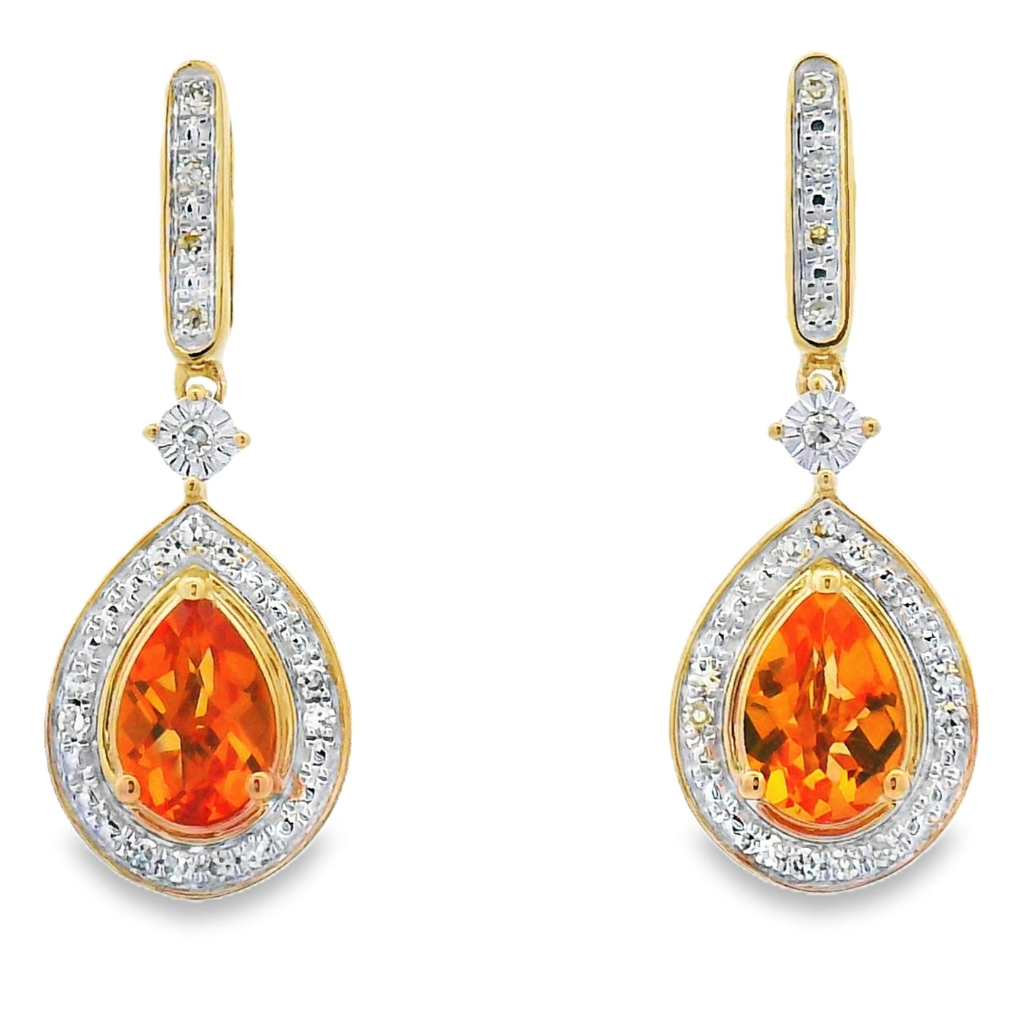 .89ct Citrine Diamond Dangle Earrings 10KT Yellow Gold Bids.com