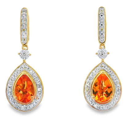 .89ct Citrine Diamond Dangle Earrings 10KT Yellow Gold Bids.com