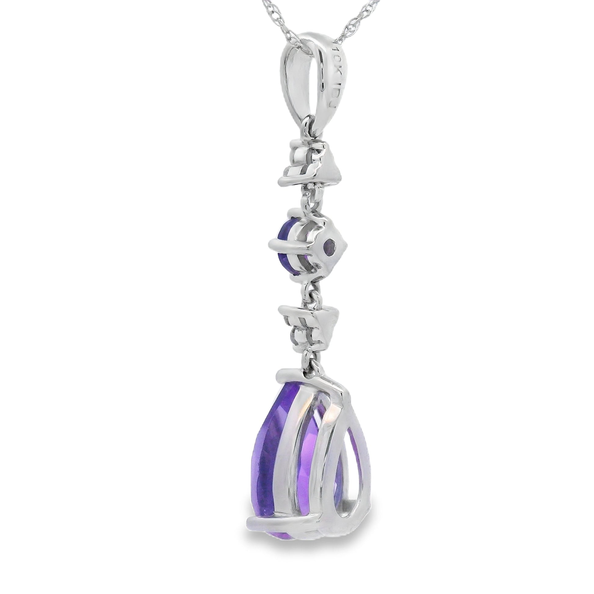 Amethyst Diamond Fashion Pendants 10KT White Gold Bids.com