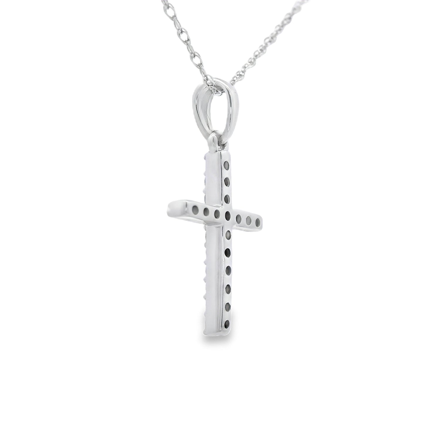 .10ct Diamond Cross Religious Pendant 14KT White Gold Bids.com