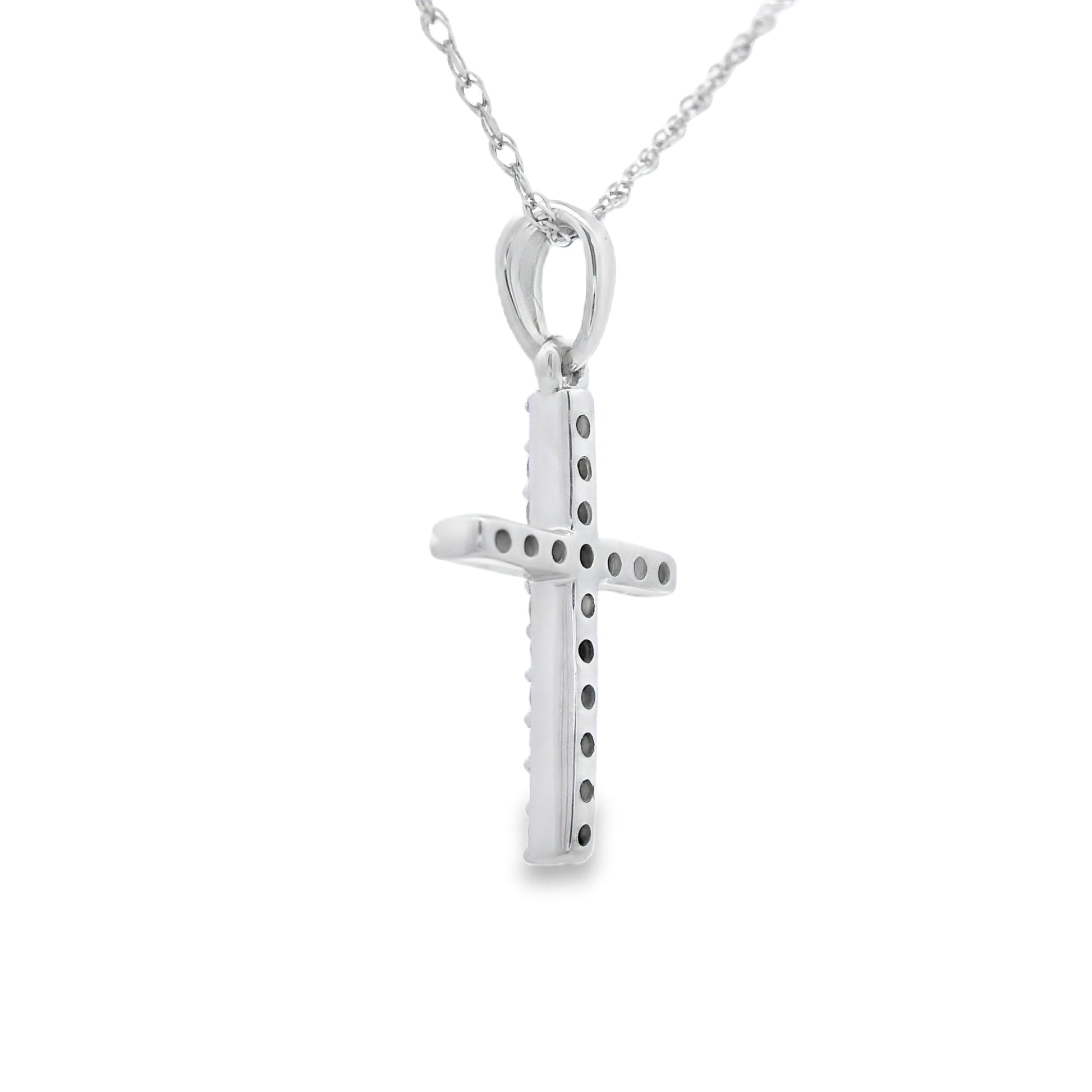 .10ct Diamond Cross Religious Pendant 14KT White Gold Bids.com