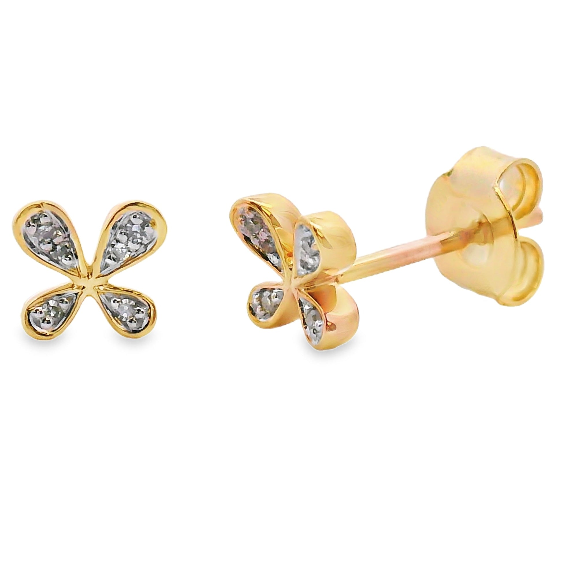 Genuine .03ct Diamond Earrings 10KT Yellow Gold Bids.com