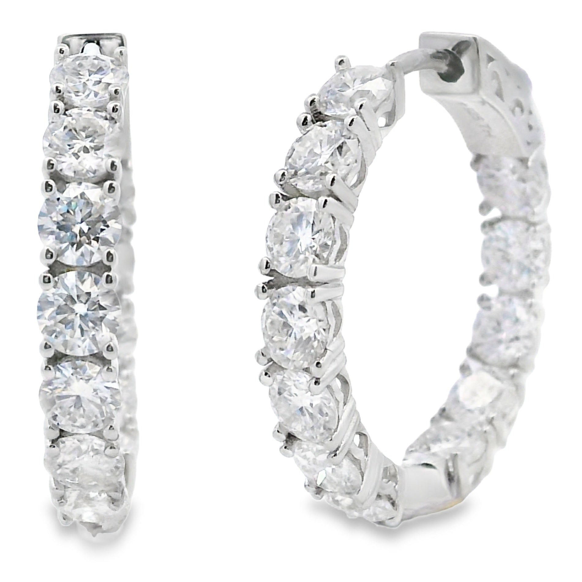 Natural 5.52ct Moissanite Hoop Earrings Sterling Silver Bids.com