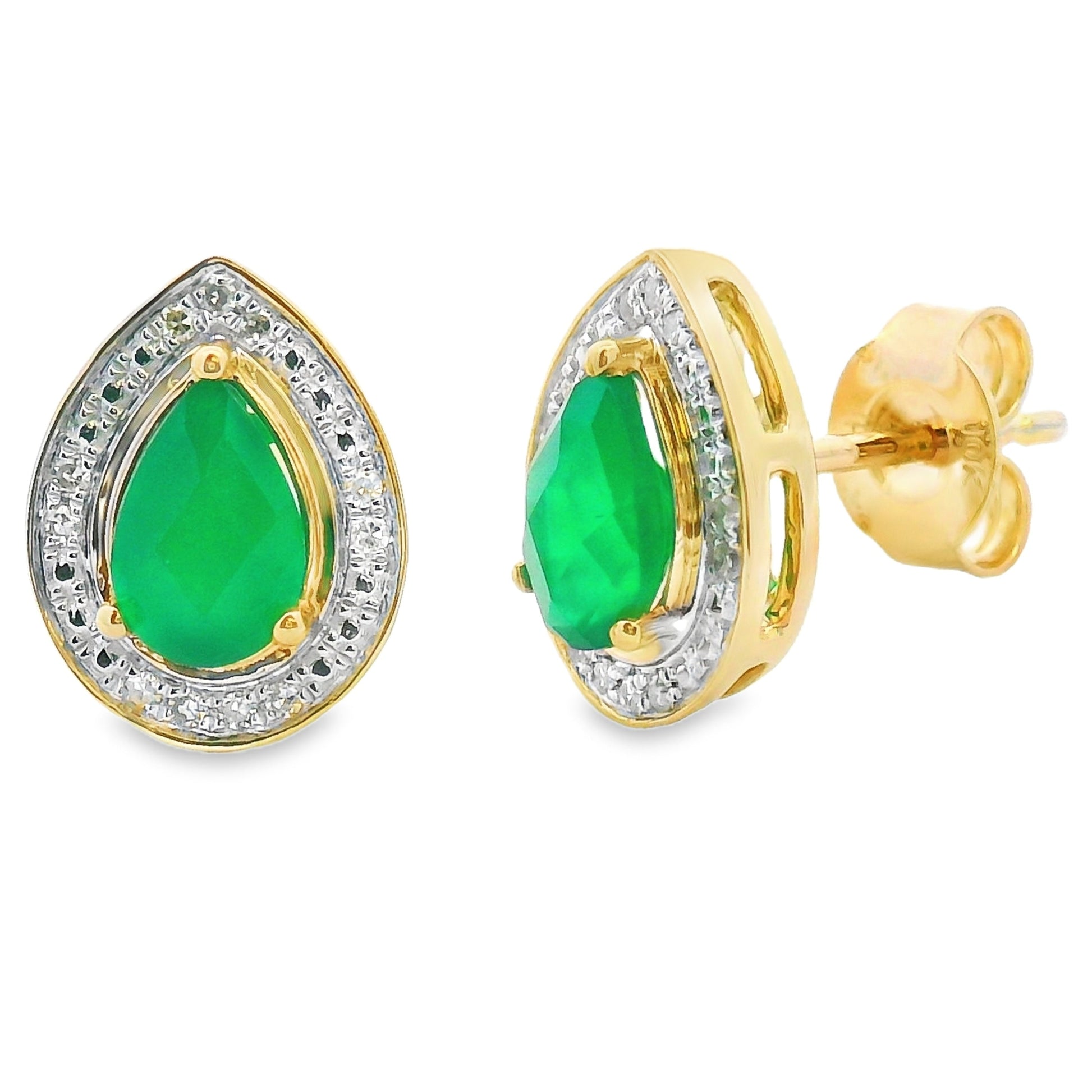 Chalcedony Diamond Dangle Earrings 10KT Yellow Gold Bids.com