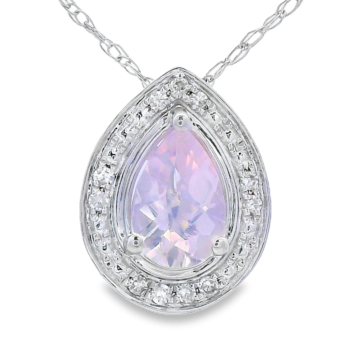 Rose Quartz Diamond Fashion Pendants 10KT White Gold Bids.com
