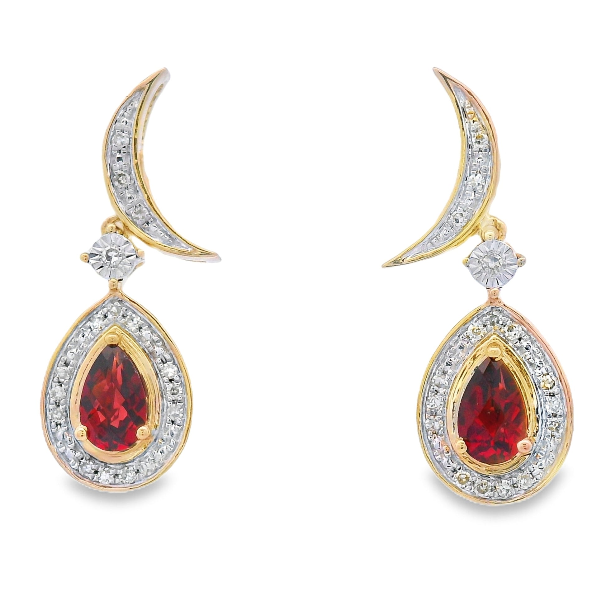 .62ct Garnet Diamond Dangle Earrings 10KT Yellow Gold Bids.com
