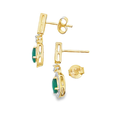 Chalcedony Diamond Dangle Earrings 10KT Yellow Gold Bids.com