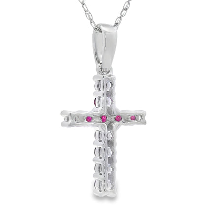 .29ct Ruby Cross Religious Pendant 14KT White Gold Bids.com
