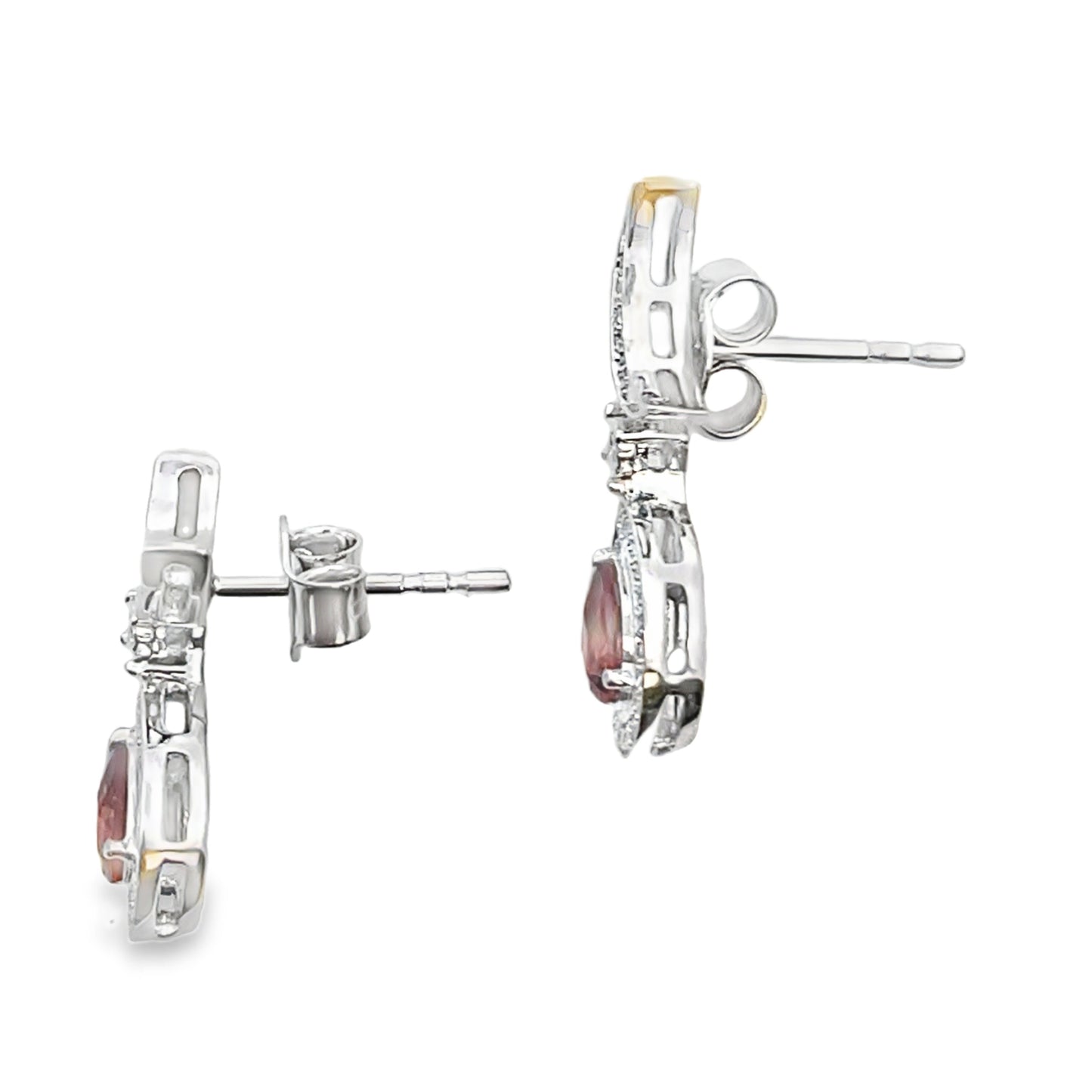 .62ct Garnet Diamond Dangle Earrings 10KT White Gold Bids.com