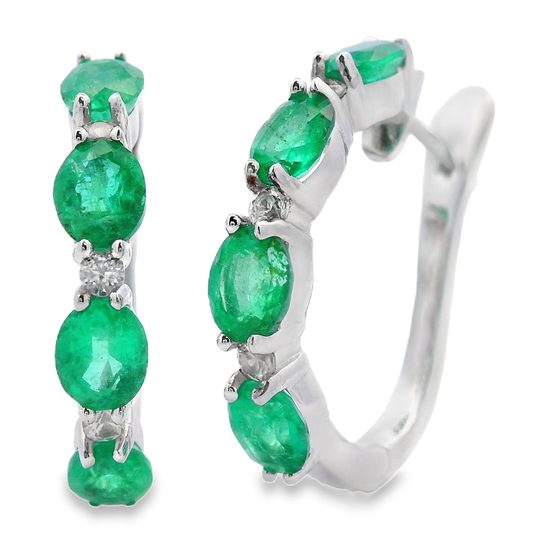 2.95ct Emerald Zircon Hoop Earrings Sterling Silver Bids.com