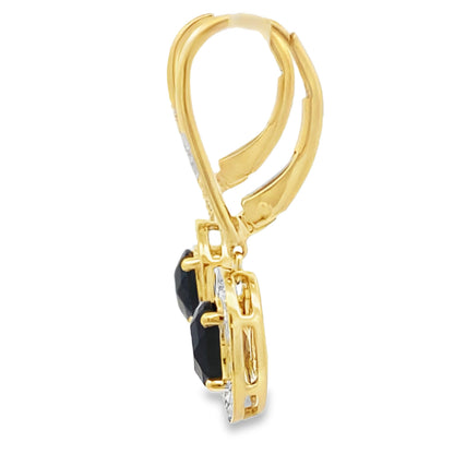 1.05ct Onyx Diamond Dangle Earrings 10KT Yellow Gold Bids.com