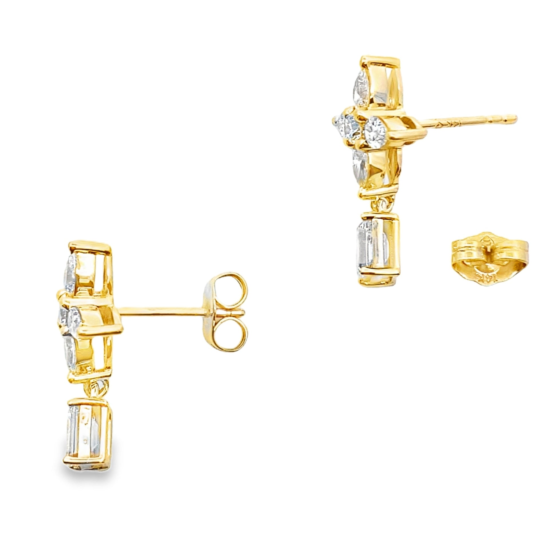 Lab Grown Diamond Dangle Earrings 14KT Yellow Gold Bids.com
