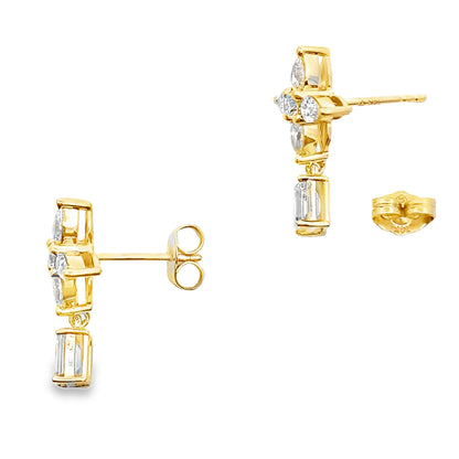 Lab Grown Diamond Dangle Earrings 14KT Yellow Gold Bids.com