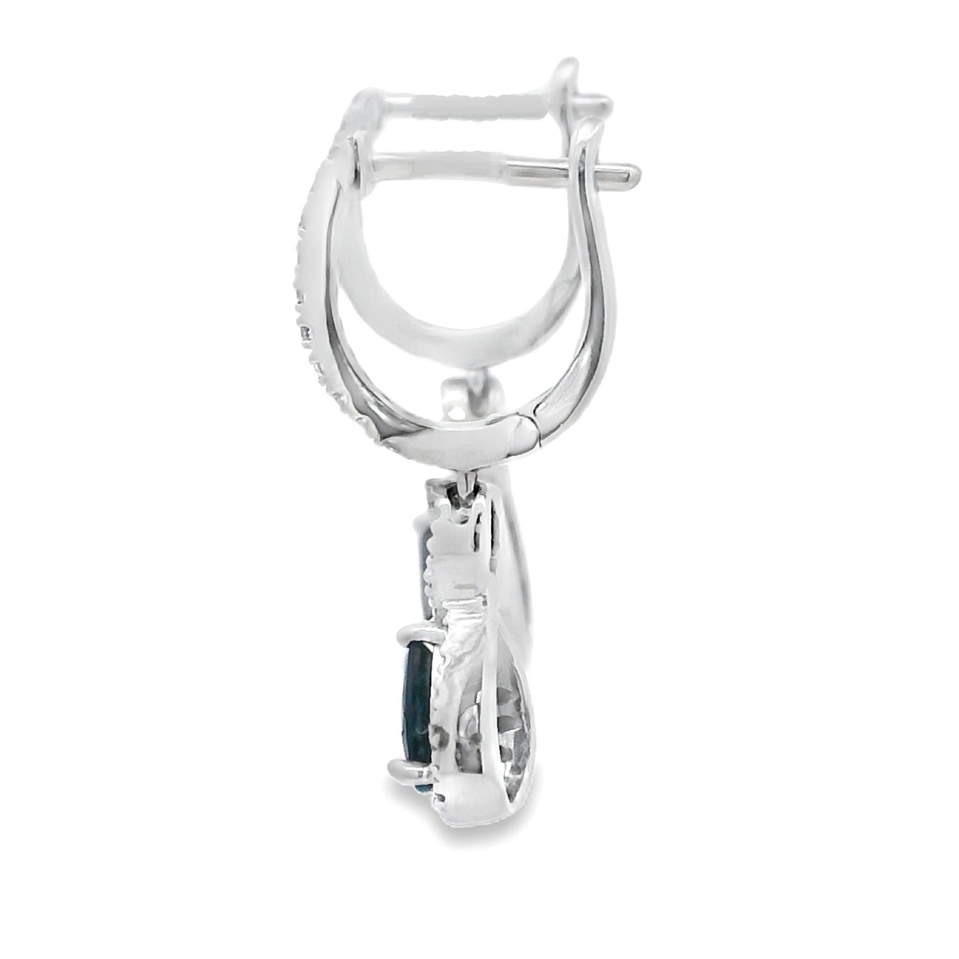 .80ct Sapphire Diamond Dangle Earrings 10KT White Gold Bids.com