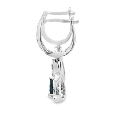 .80ct Sapphire Diamond Dangle Earrings 10KT White Gold Bids.com