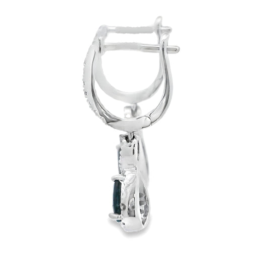 .80ct Sapphire Diamond Dangle Earrings 10KT White Gold Bids.com