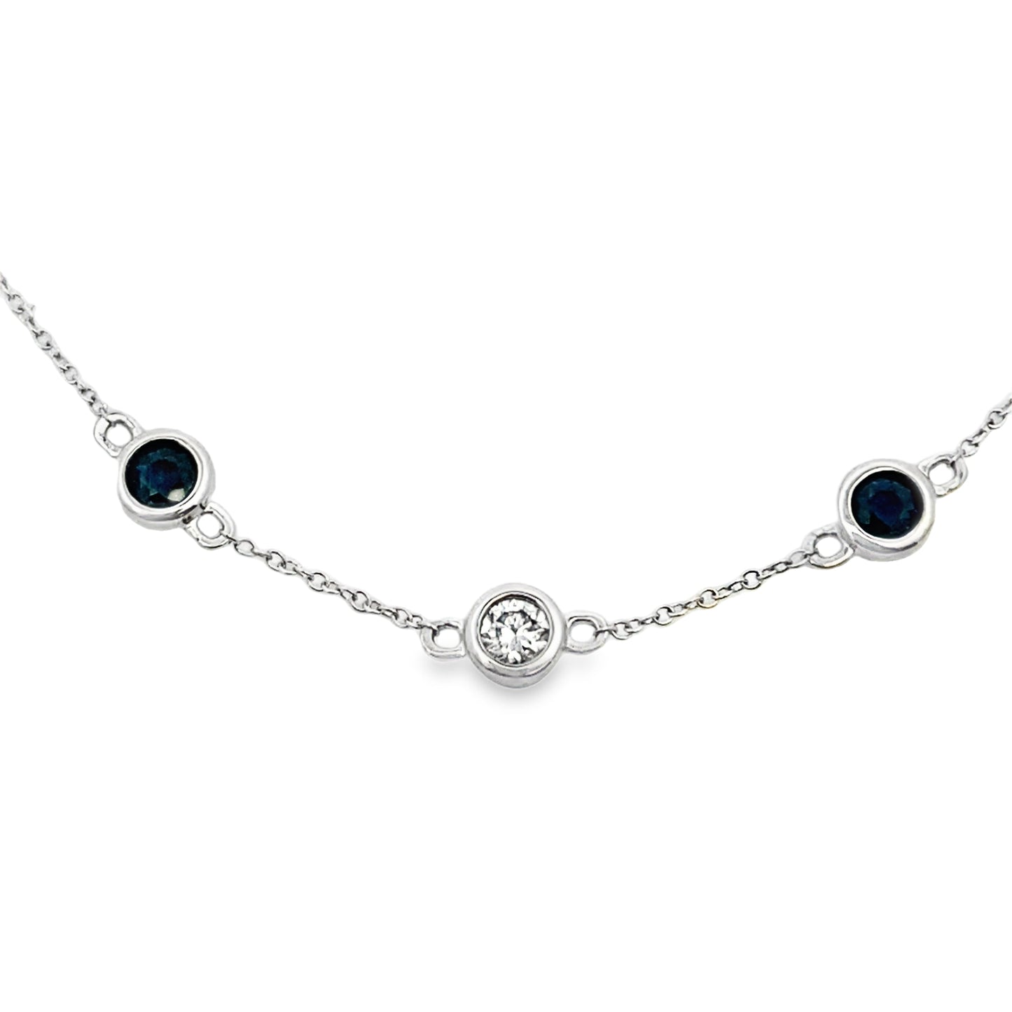 Natural .67ct Sapphire Diamond Bracelet 14KT White Gold Bids.com